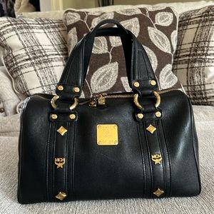 MCM Pebbled Leather Boston Handbag
